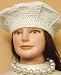 Sg.054, Simulated White Graduated Pearl Short Chain Necklace Offered with Hand Crocheted Natural Chenille Beret