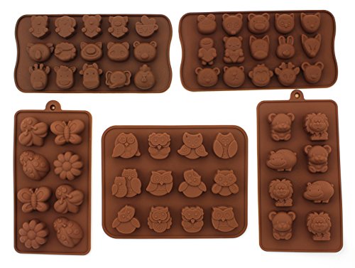Zicome Silicone Animal Insect Chocolate Candy Making Mold Ice Cube Tray Set of 5