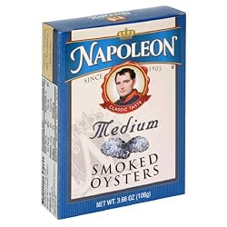 Napoleon Medium Smoked Oysters, 3.66-Ounce Tin (Pack of 25)