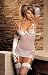 Sexy Bridal White Lace Mesh Stretch Deep V Back Chemise Lingerie with Matching G-string