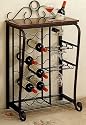 Black & Cherry Finish Wine Rack w/12 Bottle Wine & Ice Bucket Storage