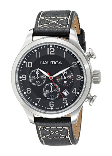 Nautica Men's A14696G BFD 101 Chrono Analog Display Analog Quartz Black Watch