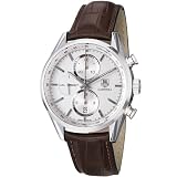 TAG Heuer Mens CAR2111.FC6291 Carrera Silver Dial Leather Strap Chronograph Watch