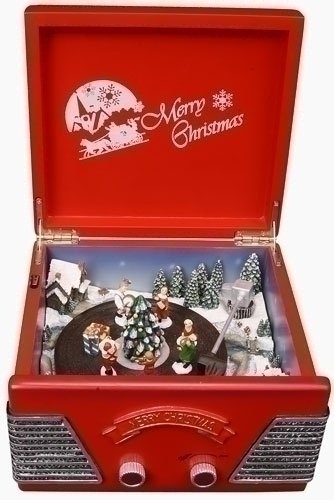 Retro Animated Decorative Vintage Record Player Christmas Music Box