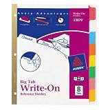 Index Dividers, 8 Tab, 20% PCC, Multi-Color, Single Set AVE23079