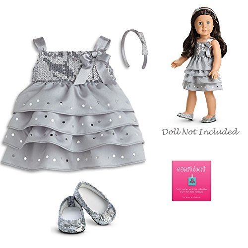 American Girl - Silver Shimmer Dress for Dolls + Charm - MY AG 2014