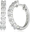 Sterling Silver Simulated Diamond Hoop Earrings (0.6" Diameter)