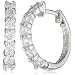 Sterling Silver Simulated Diamond Hoop Earrings (0.6" Diameter)
