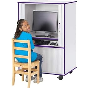 Jonti-Craft 3418JC114 Euro-Computer Cabinet, Orange Banding