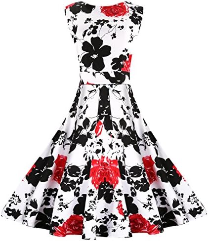 MaggieX Womens Vintage 1950's Christmas Formal Party Evening Casual Dress (L, Q001-19)