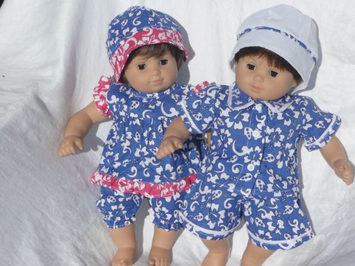 Best Price Bitty Twins Doll Clothes - MATCHING BOY & GIRL Hawaiian Set. Fits 15