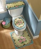 Victorian Blue Commode Set W/ Pink Rose Design by Winston Brands