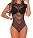 Shawhuwa Womens Sexy Sheer Caged Short Sleeve Bodysuit Jumpsuit Leotard M Black