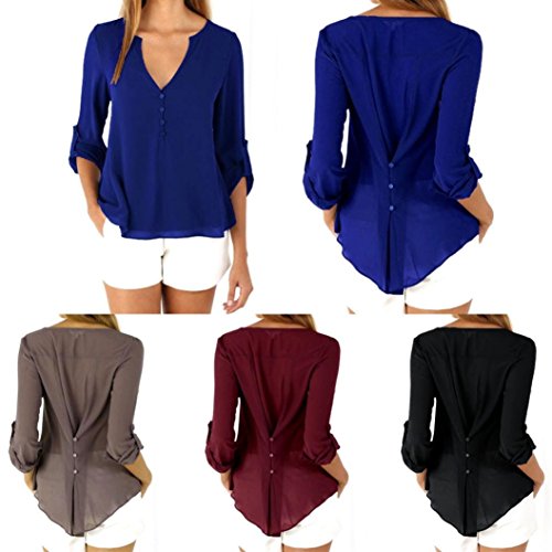 Sunward(TM) Womens Loose Long Sleeve Chiffon Casual Blouse