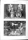 1888 Girl Washing Dolls Clothes Wedding Blossom Woo