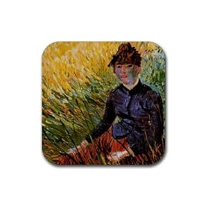 Woman Sitting in the Grass By Vincent Van Gogh Square Coasters