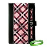 Executive Harlan PINK Checker Plaid Melrose Leather Case for (Latest Generation) Amazon Kindle 3 + Live * Laugh * Love VanGoddy Wrist band!!!