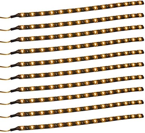 DIBMS 12V 30cm 15 LED Flexible Waterproof Underbody Light Strip For Car Motor Truck 10-pack Yellow