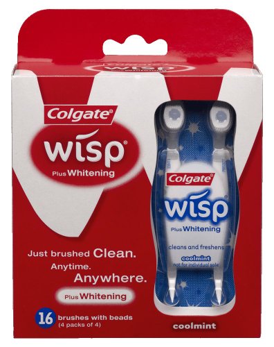 Colgate Wisp Cool Mint Whitening Single Use Mini-Brush, 16-count Boxes (Pack of 2)