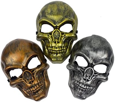 CosyT Hallowween Golden Bronze Silver Full Mask Creepy Mask Set Of 3