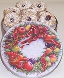 Gourmet Food : Scott's Cakes 1 lb. Linzer Cookies in a Classic Wreath Tin