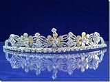 Bridal Wedding Tiara Crown With Gold Flowers 4652G5
