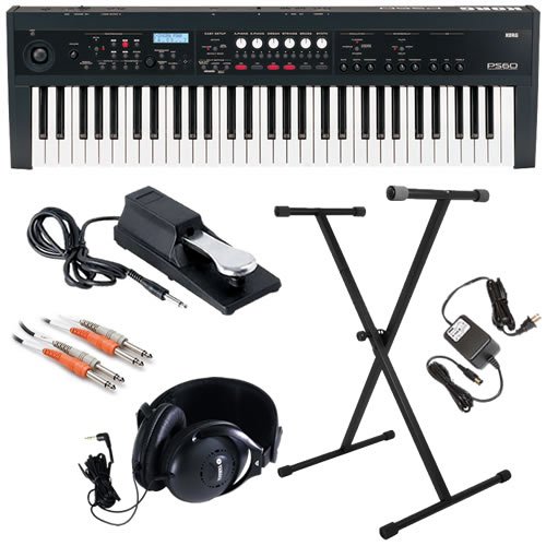 Korg PS60 Synthesizer ESSENTIAL BUNDLE w/ Stand, Pedal & Headphones