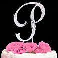 Letter P - Swarovski Crystal Monogram Wedding Cake Topper Letter
