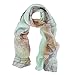 Elegant Chiffon Sheer Autumn Trees Print Fashion Scarf, Light Green