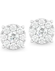 Natural 1.35ct White-Diamond Earring Set In 14K White-Gold Lever-Back