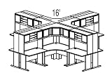 Bush Advantage Beech Configuration 47 - Layout for Mulit-Station 8' by 8' Workspace