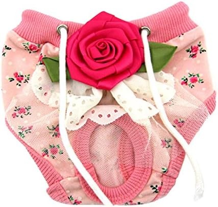 YIMEIMEI Pet Dog Floral Sanitary Female Shorts Diaper Underwear Pink S