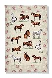 000HOR Horses Linen Tea Towel Pferde / Geschirrtuch / Handtuch Leinen