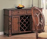 Review AtHomeMart  / Distressed Brown Finish Server Cabinet w/Wine Rack