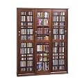 Triple-Wide Media Storage Cabinet- Walnut Finish