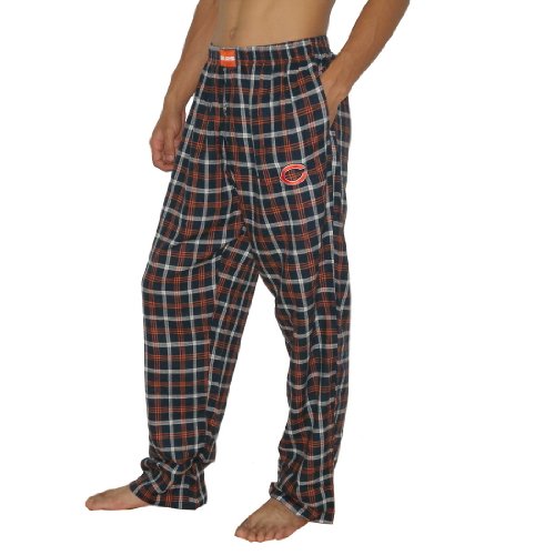 Mens NFL Chicago Bears Plaid Cotton Thermal Sleepwear / Pajama Pants - Blue & Orange (Size: S)