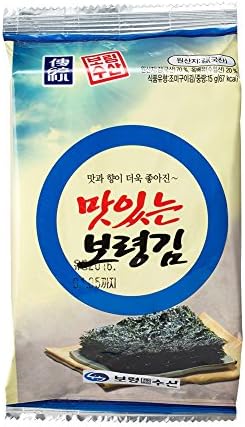 Boryung Korean Seasoned Seaweed (Nori or Kelp), Crispy Texture and Savory Taste, 15 Gram, Pack of 12