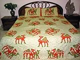 3pcs Set Camel Print Cotton Bedspread Seashell Venetian Red Indian Bed Cove ....