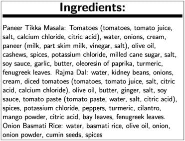Tandoor Chef, Paneer Tikka Masala With Rajma Dal Onion Basmati Rice, 9 Ounce