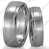14K Gold Diamond Cut His and Her Wedding Bands Set, 6 mm and 4 mm Wide,