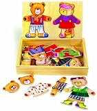 Dressing Girl & Boy Bears Wooden Puzzle