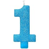 Amscan Giant Glitter Number 1 Candle Cake Topper, 5