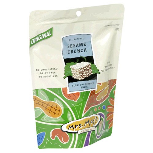 Mrs. May's Dry-Roasted Snack, White Sesame Crunch, 2-Ounce Pouches (Pack of 24)