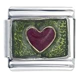  : Heart Green Italian Charm Bracelet & Shiny Starter 18 Link