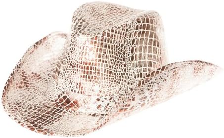 Snake Eyes Python Shimmer Print Cowboy Hat (White, Medium / Large)