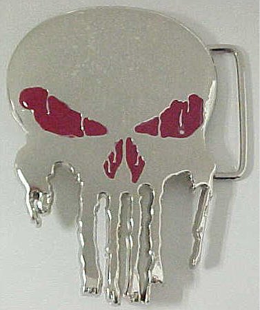 The Punisher Chrome Belt Buckle Red Eyes Marvel Comics