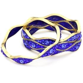 Chamak by priya kakkar 4 Sapphire Wavy Crystal Bangles