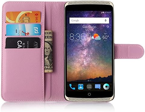 Premium Leather Wallet Case Cover with Stand Card Holder for ZTE Axon Lux Phone (Pink)