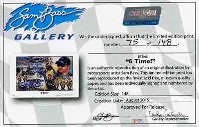 Jimmie Johnson Framed 11" x 17" "6-Time" Artist Autographed Sam Bass Print- Limited Edition or 148 - Fanatics Authentic Certified