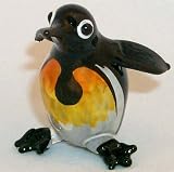 Art Glass Penguin Figurine, Hand-crafted, hand-painted 1.75 tall